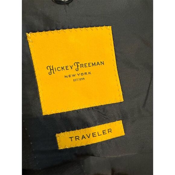 Hickey Freeman New York Traveler Wool Blend Grey Plaid Blazer Jacket Size 46R - Picture 13 of 14